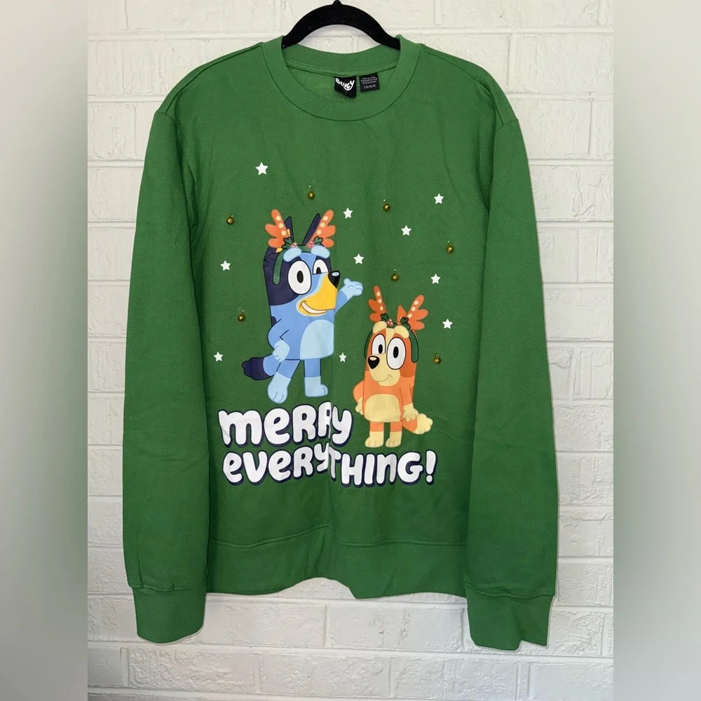 BRAND NEW BLUEY CHRISTMAS unisex sweater sz L PTP 24” ✨ - Picture 1 of 4